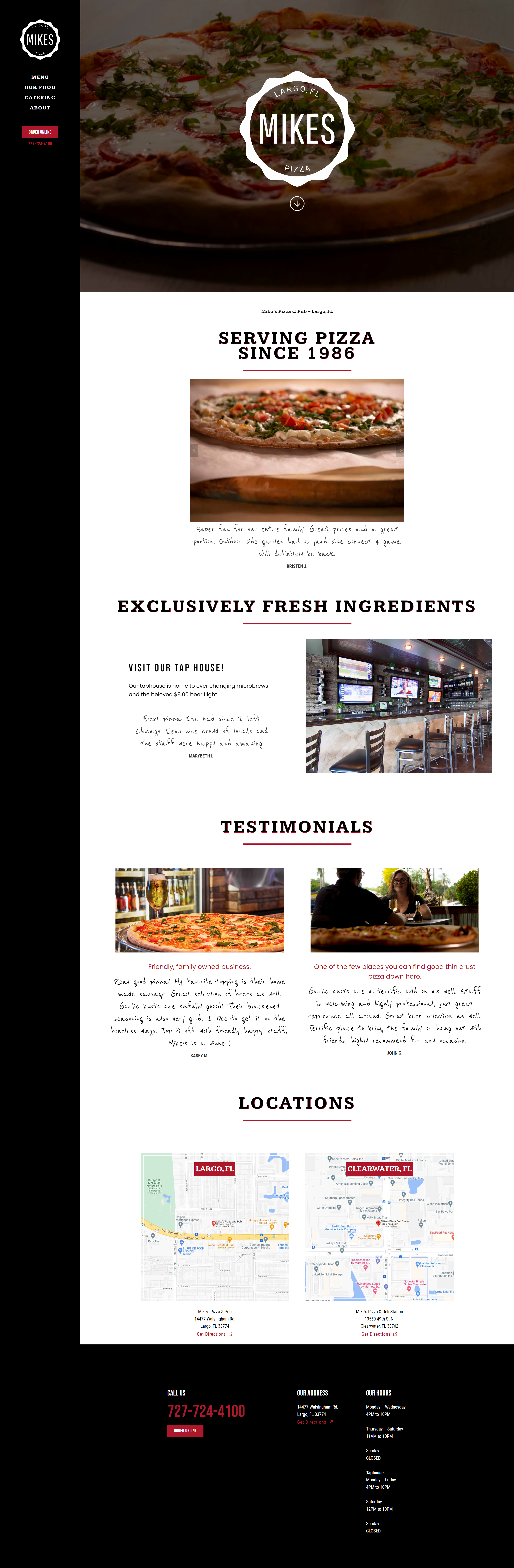 Mike Pizza and Pub Website